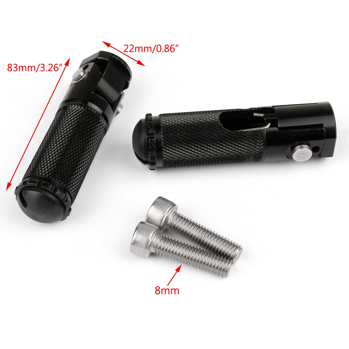 Set of 2 CNC Folding Foot Pegs for Universal Motorcycle (FP-140-Black)