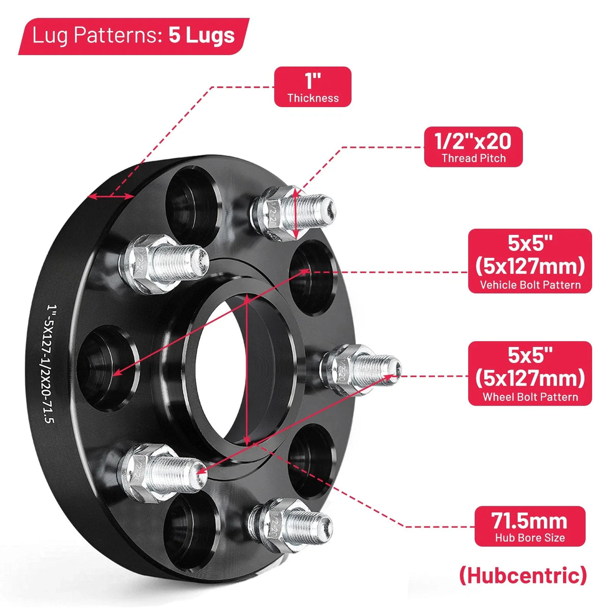 4-Piece 1" Hubcentric Wheel Spacers for Jeep Grand Cherokee WK (2005–2010)