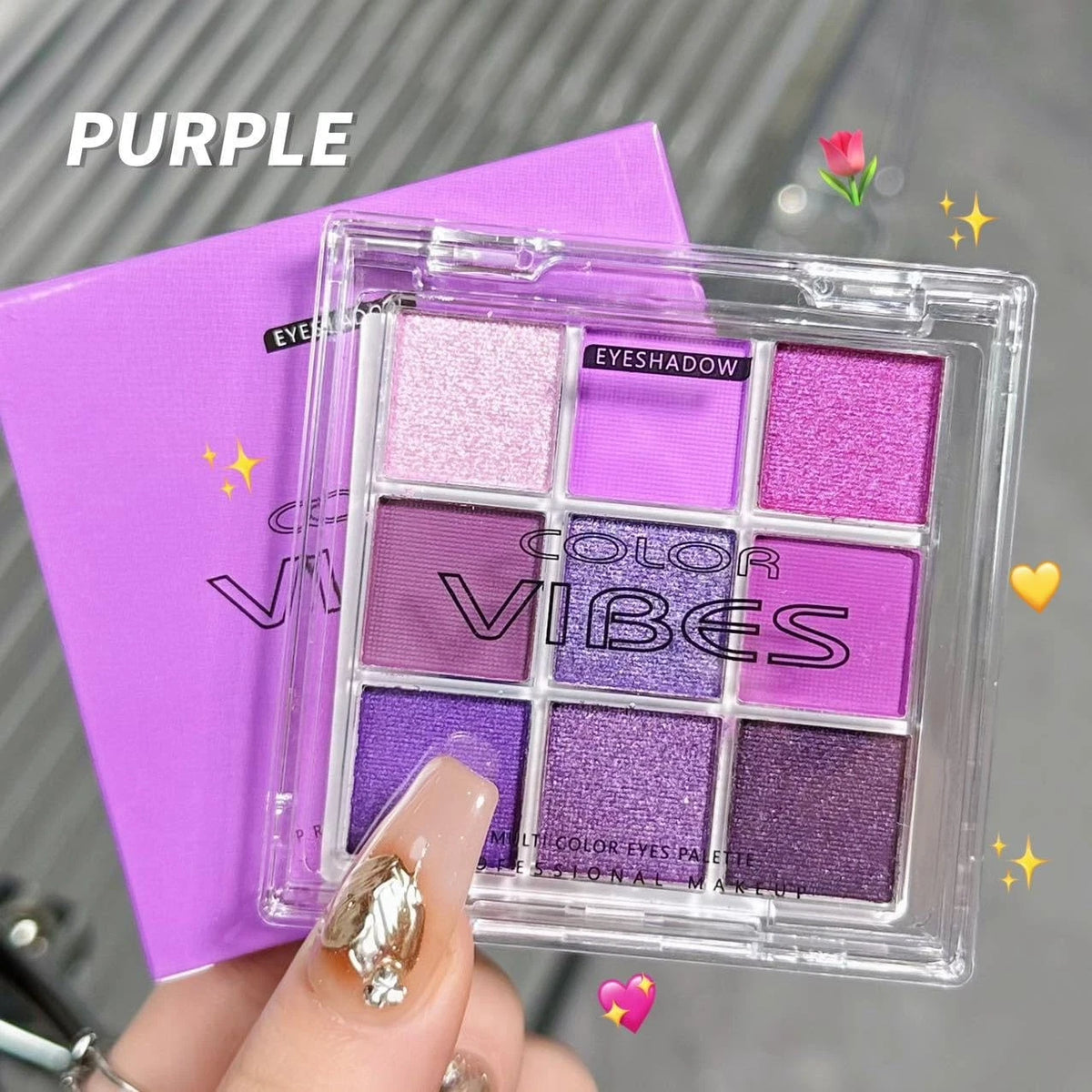 Eyeshadow Palette for Makeup (Pack of 1) - 9 Colors, Purple