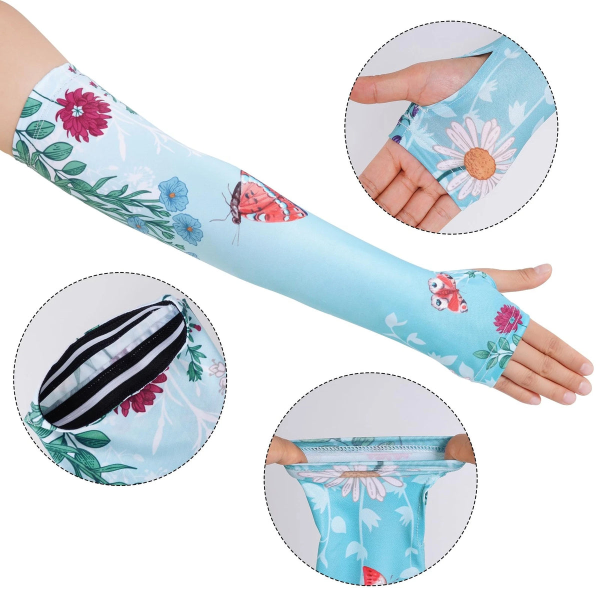 Garden Sleeves for Women - Thorn Protection - Blue (One Size)