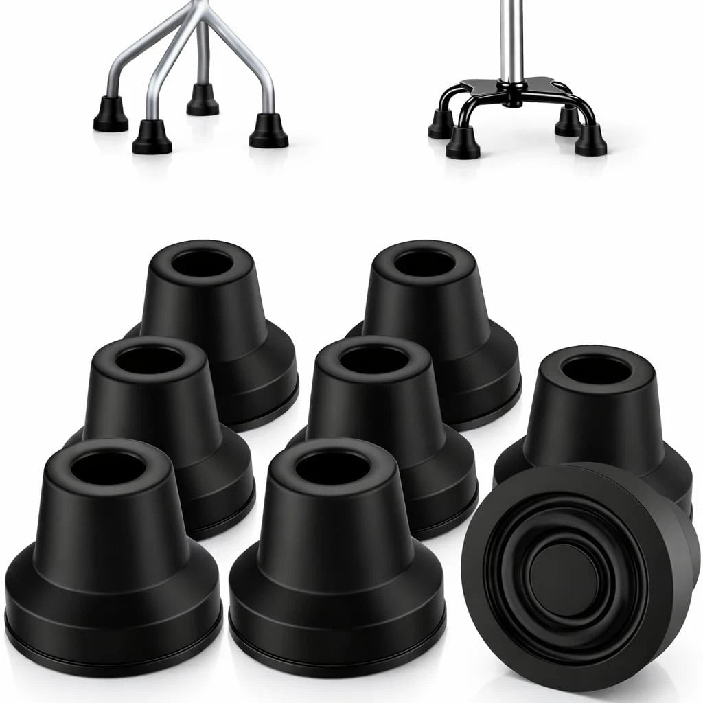 8pcs Quad Cane Tip for (Non-Slip Rubber, Heavy Duty)