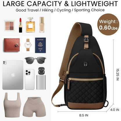 Crossbody Bag for Travel - Black Medium Chest Bag