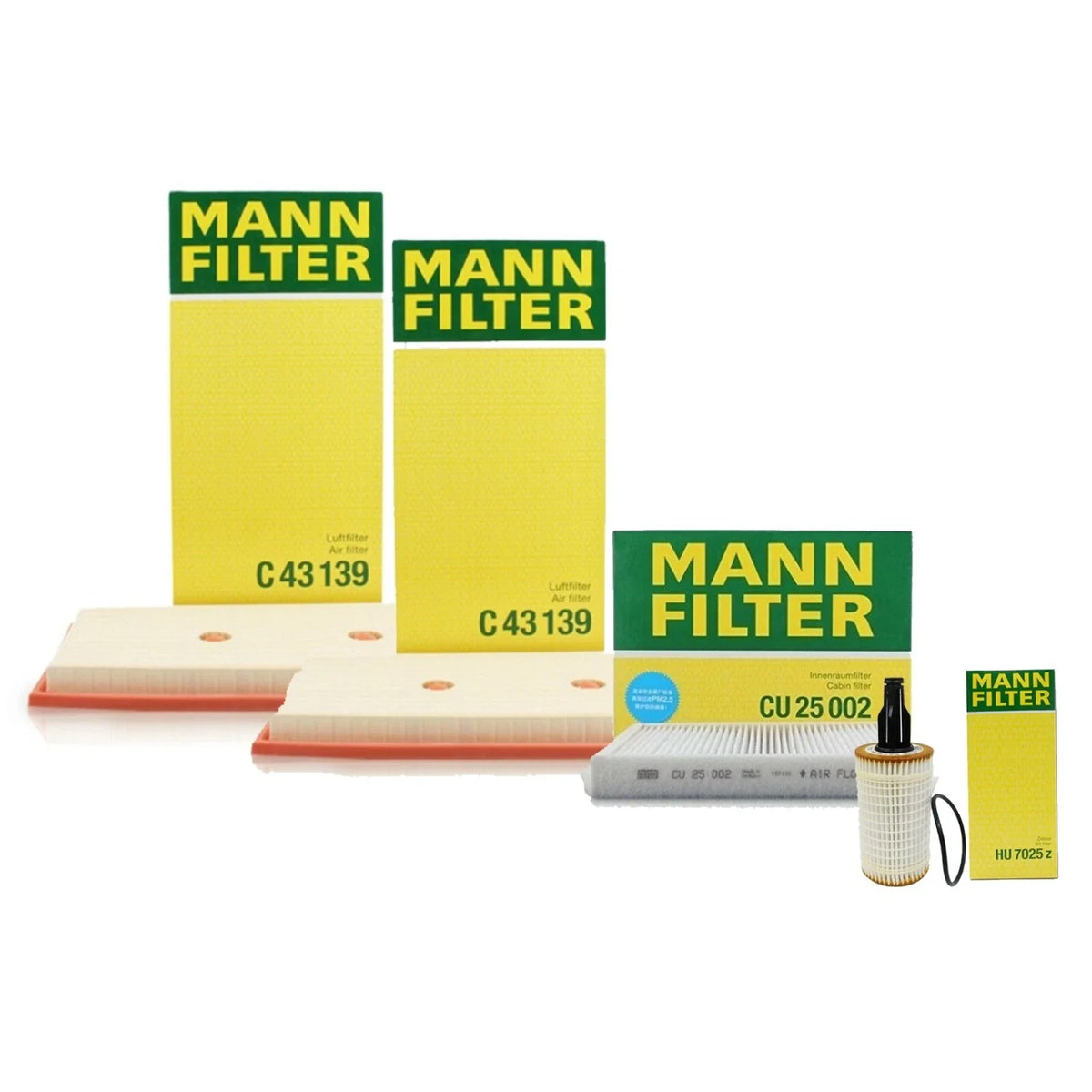 2X Mann Engine Oil & Air Filter Service Kit for Mercedes ML350 (2012–2015)