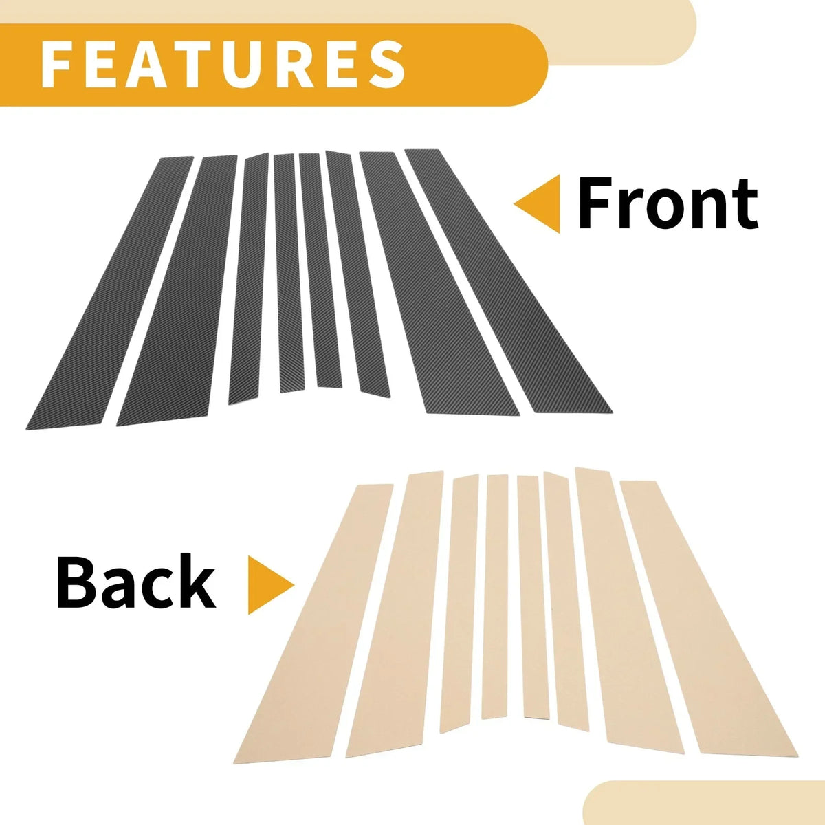 8 x Car Pillar Window Trim Covers for BMW X5 (2014-2018) Black Carbon Fiber