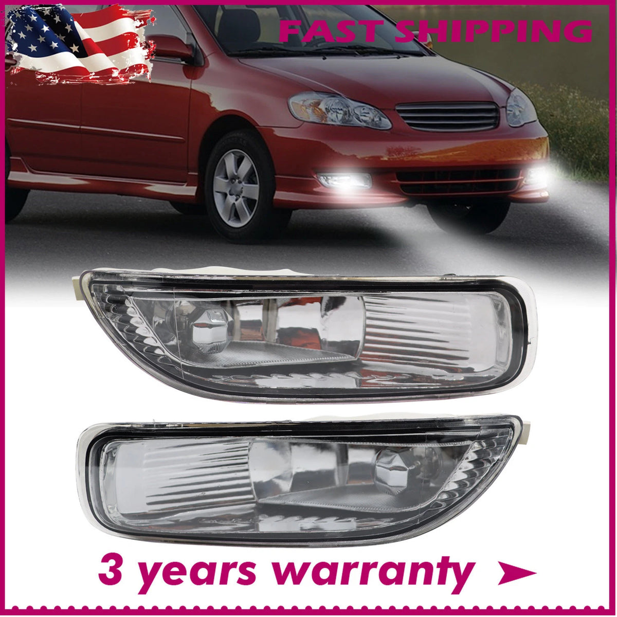 Fog Lights Pair for Toyota Corolla (2003–2004) 81210-2060 81200-02060 TO2592107