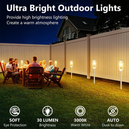 8X Solar Pathway Lights for Outdoor Use with LED Tungsten Filament
