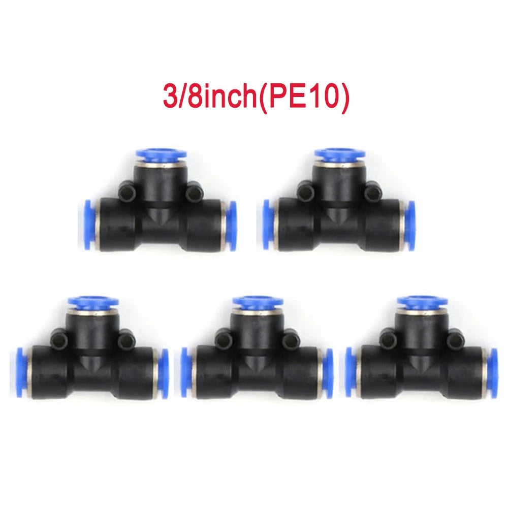 40PCS Tee Union Pneumatic Push In Fitting Connector Tube OD 3/8"