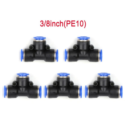 40PCS Tee Union Pneumatic Push In Fitting Connector Tube OD 3/8"
