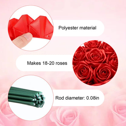 2X DIY Satin Rose Kit for Flower Making Craft (Makes 18-20 Roses)
