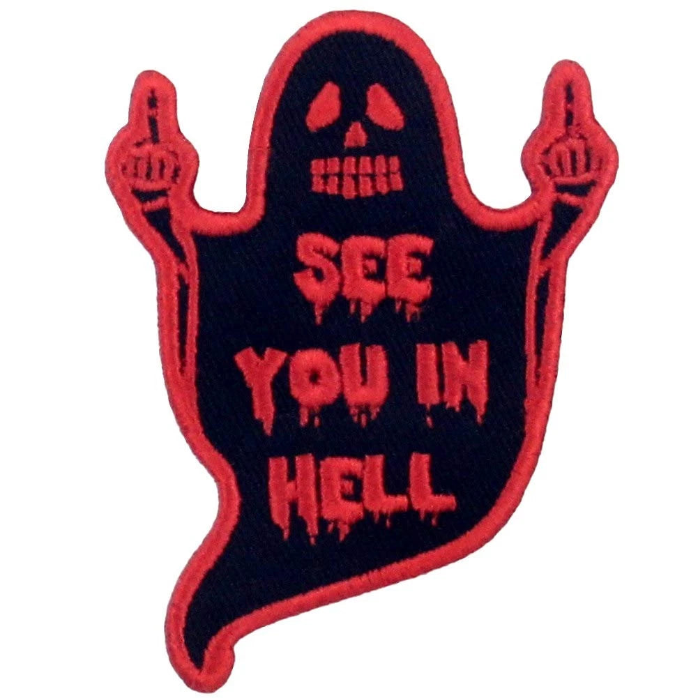 2.5" x 3" Ghost Patch for Biker Jackets - Embroidered Iron-On Applique