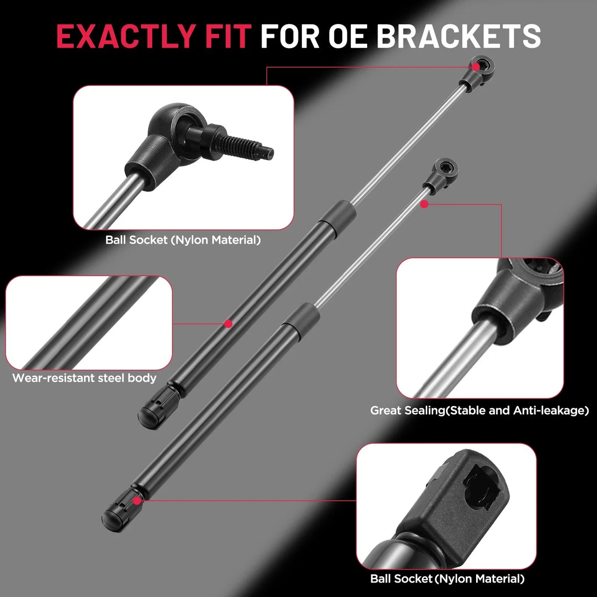 Front Hood Lift Supports for Jeep Grand Cherokee (1999–2004) 4.0L (2-Piece)