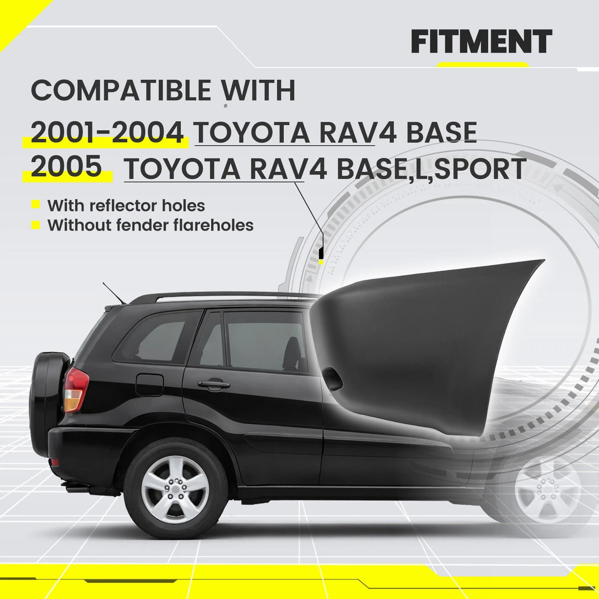 Right Rear Bumper End Cap for Toyota RAV4 (2001–2005) #TO1117102, CON-A000002083