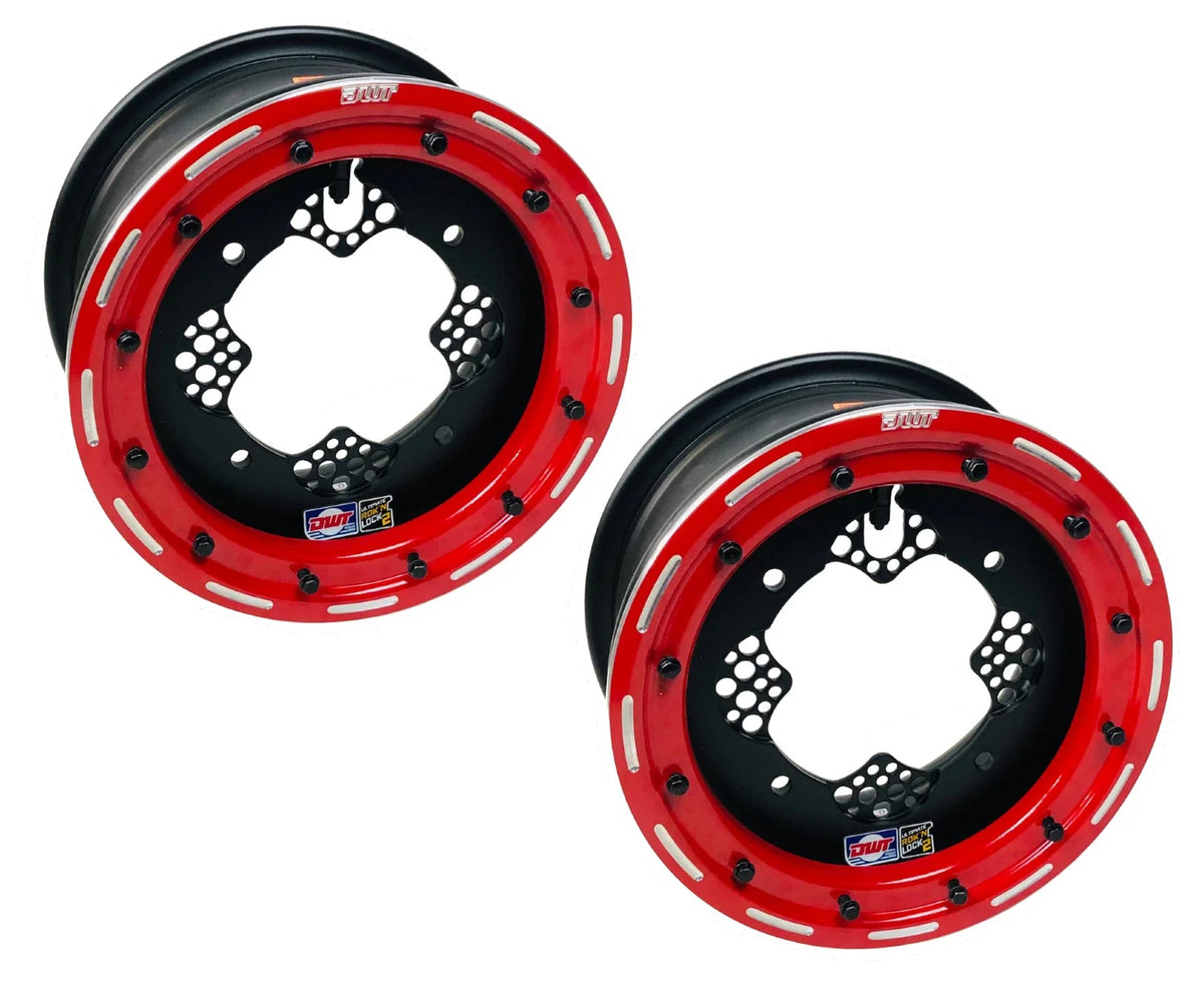 DWT ROK'N LOCK Front Red Beadlock Rims for Raptor 660 350 (2001–2006)