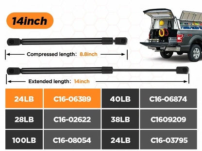 2Pcs Gas Springs Lift Support Struts for (14" 24Lbs C16-06389)