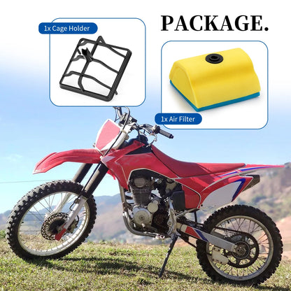 Air Filter + Cage Holder for Honda CRF150F CRF230F (2003–2019) 17214-KPS-900, 17213-KPS-900