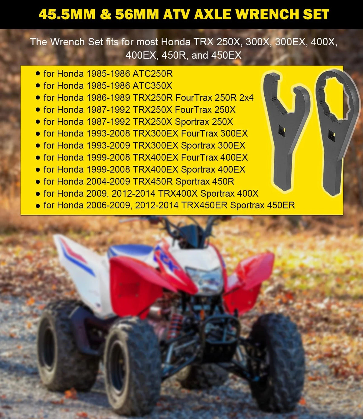 Set of 2 ATV Axle Wrenches for Honda TRX 250X 300X 300EX