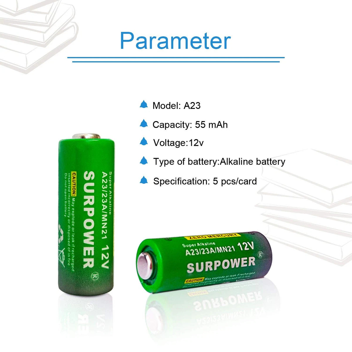 5 Count A23 23A 23AE 12V Alkaline Battery for Various Applications
