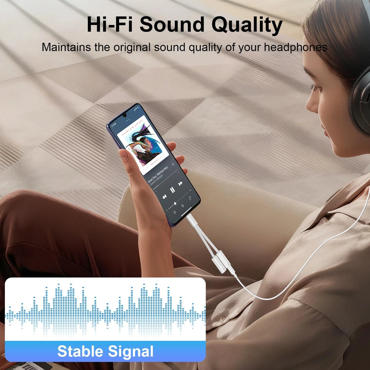 USB C Splitter for Dual Charging and Headphone Output (1 in 2 Out)