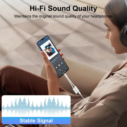 USB C Splitter for Dual Charging and Headphone Output (1 in 2 Out)