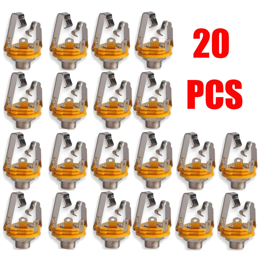 20Pcs 1/4" Stereo Socket Jack Female Connector for Panel Mount