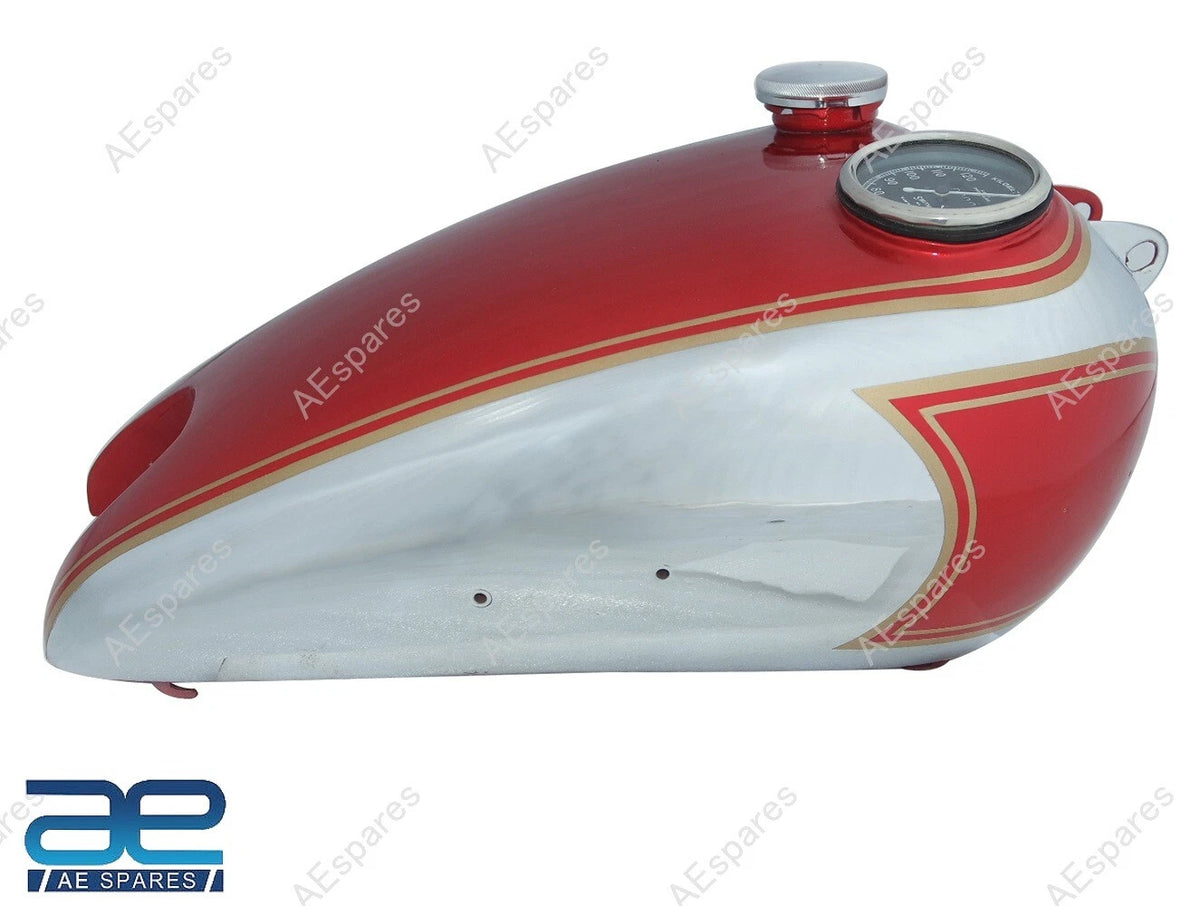 Cherry & Chrome Petrol Tank + Replica Smiths Speedo for BSA C10 C11