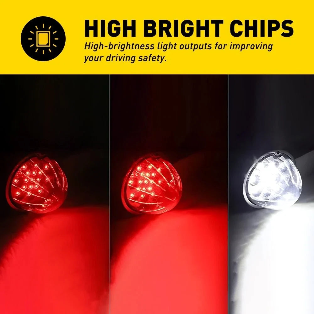 2X Red White Watermelon Marker Clearance LED Lights for Truck Trailer Bus