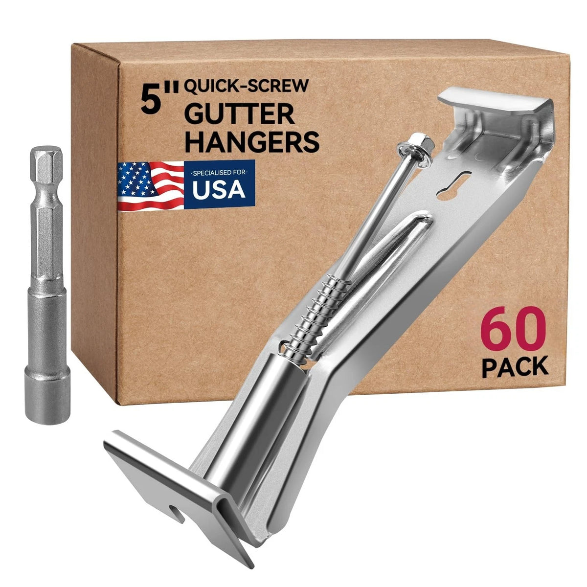 60 Pack Gutter Hangers for 5 Inch Gutters