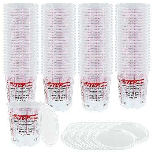 Full Case of 100 Pint (16oz) Paint Mixing Cups for Automotive Use