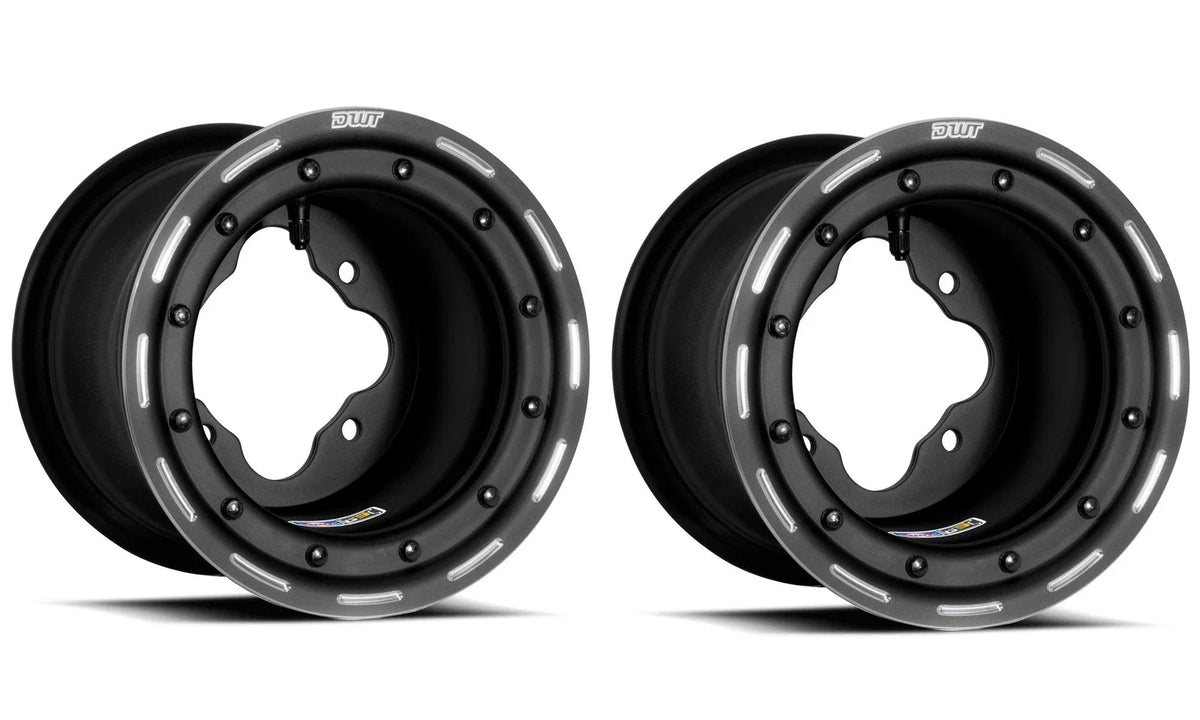 Set of 2 DWT G3 Rear Black Beadlock Wheels 10x8 4/110 for LTR 450 LTZ 400 (2006–2009)