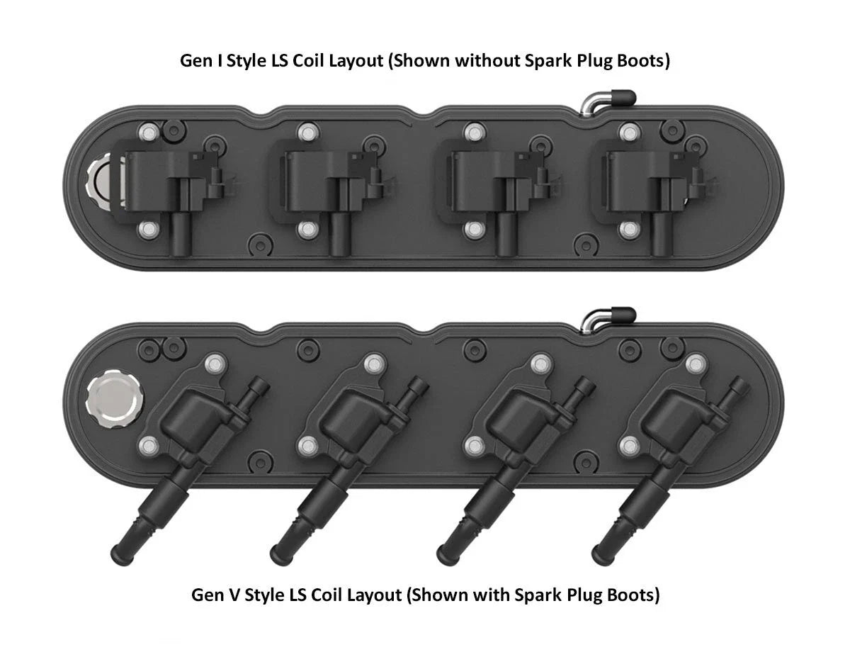 Black Cast Aluminum Valve Covers with Integrated Coil Cover for LS Engines (1967–2019)
