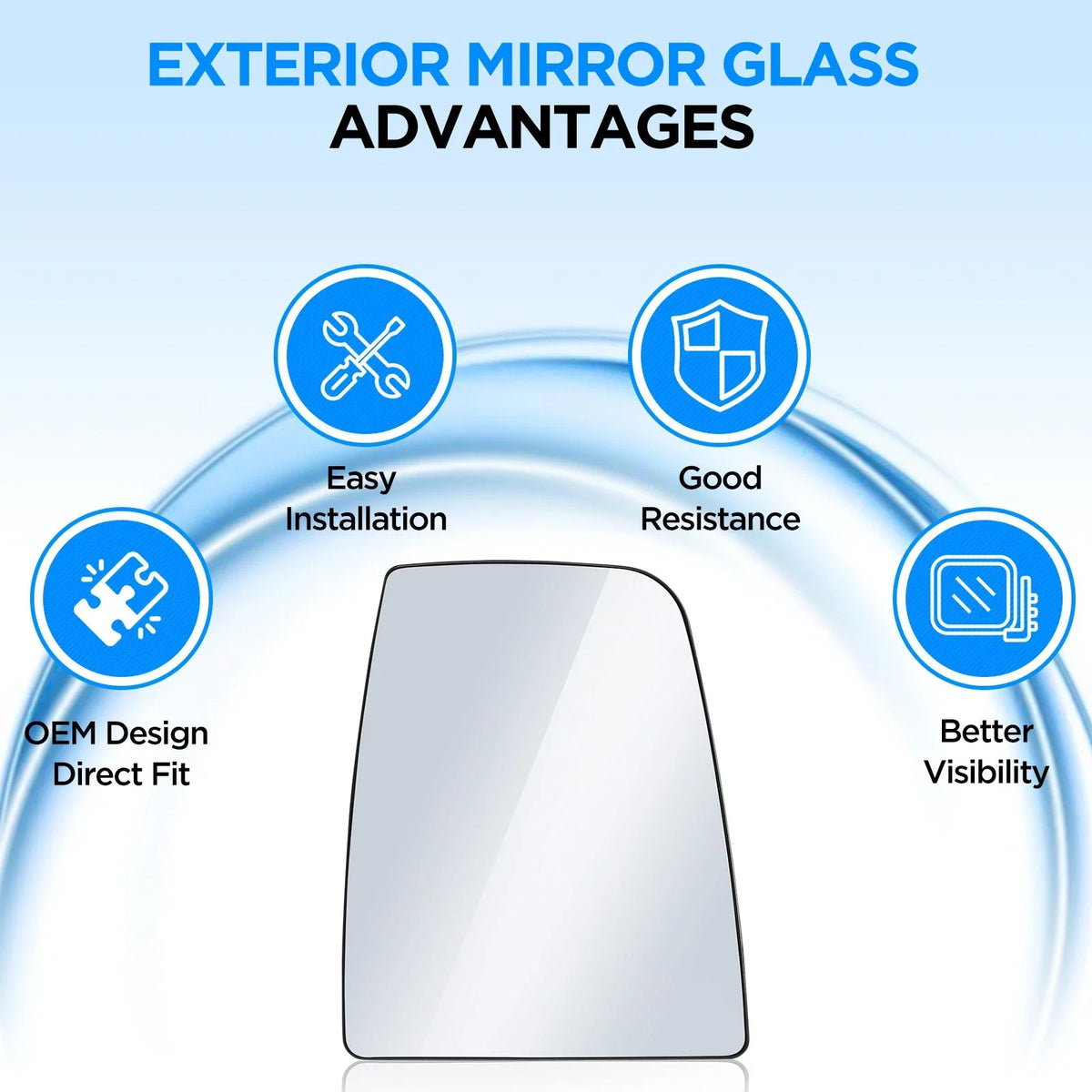 Upper Right Mirror Glass for Ford Transit-150 Transit-250 Transit-350 (2015–2022)
