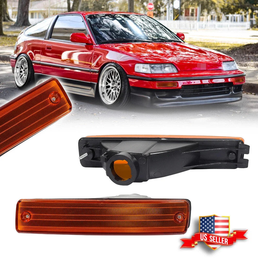 OE-Style Amber Lens Front Bumper Turn Signal Lights for Honda CRX (1990–1991)