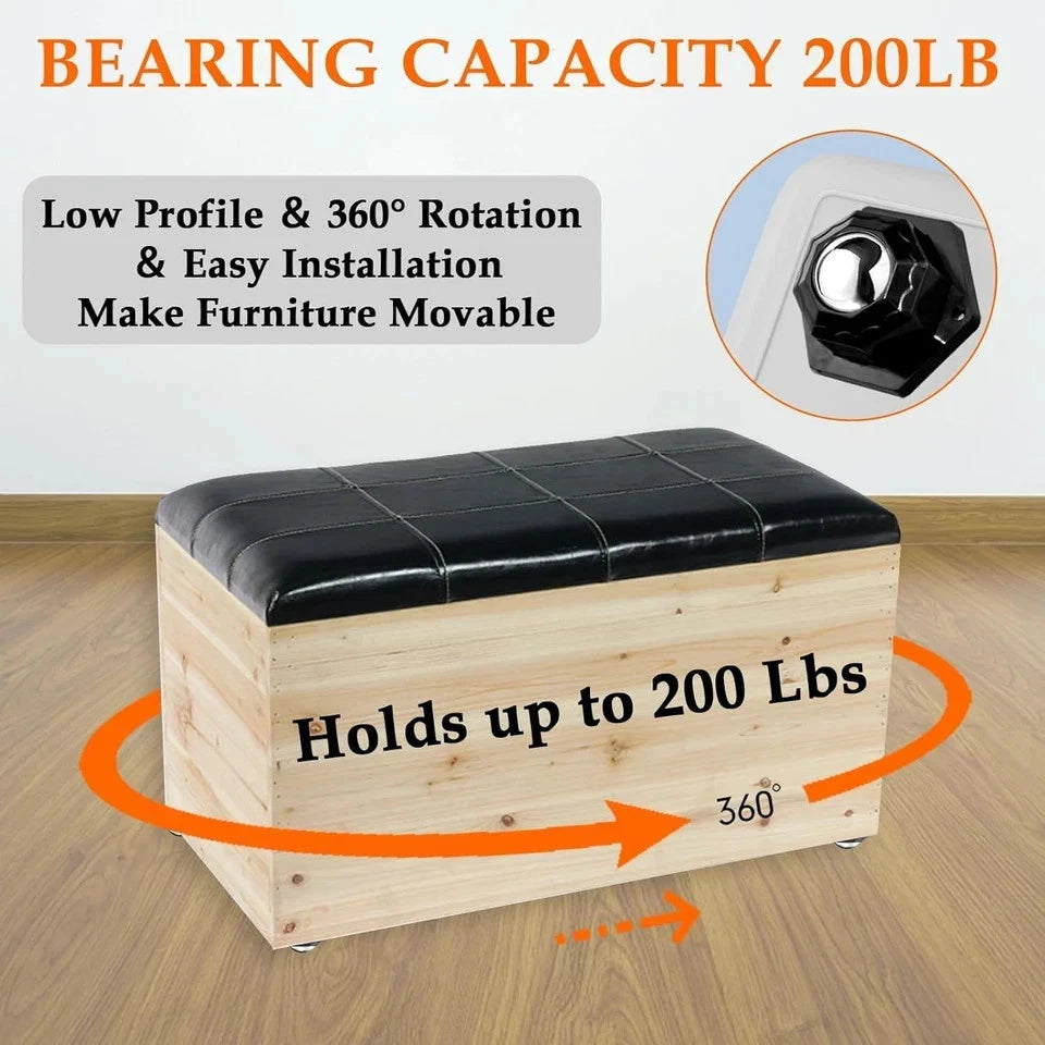 4Pcs Ball Bearing Rollers for Universal Use (360º Rotation, 200Lbs Capacity)