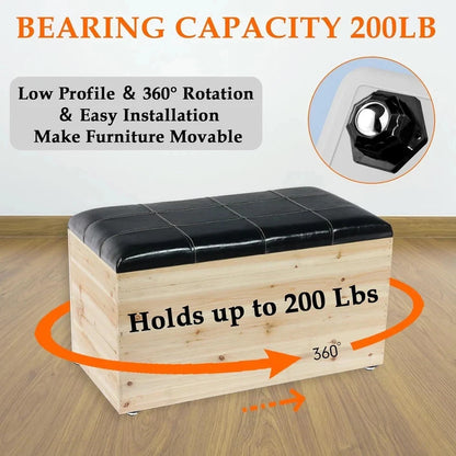 4Pcs Ball Bearing Rollers for Universal Use (360º Rotation, 200Lbs Capacity)