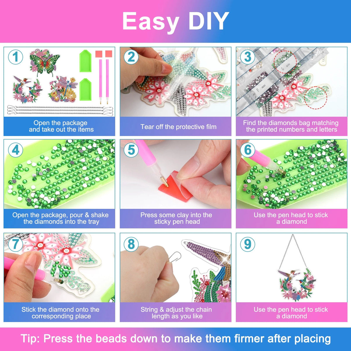 3X DIY Diamond Painting Suncatcher Set for Home Decor