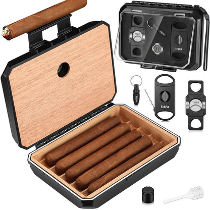 Set of 2 Travel Cigar Humidors with Cutters and Hole Punch