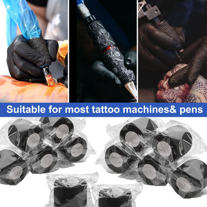 12Pcs Tattoo Grip Tape for Machine Gun Wrap - Black