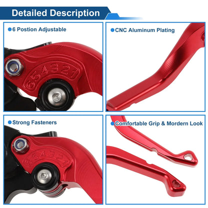 Adjustable Short Brake Clutch Levers for Honda VFR750 (1991–1997) Red 1 Pair