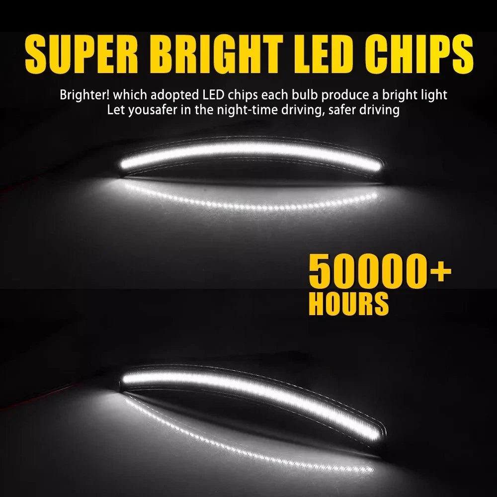 4X Smoke Lens F&R White LED Side Marker Lights for Chevy Corvette C7 (2014–2019)