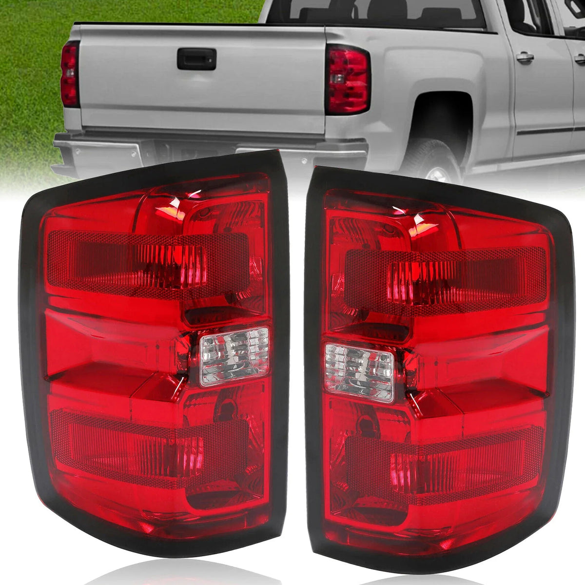 Set of 2 Rear Tail Lights Lamps for Chevy Silverado 1500 2500HD 3500HD (2014–2019)