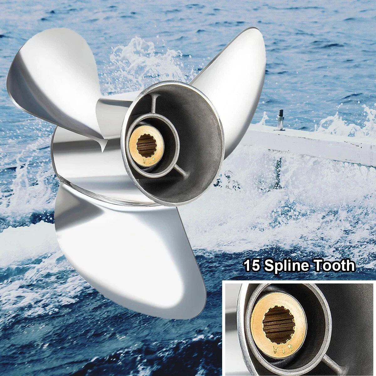 Stainless Steel Propeller for Yamaha 150-300 HP (15 Spline, RH)