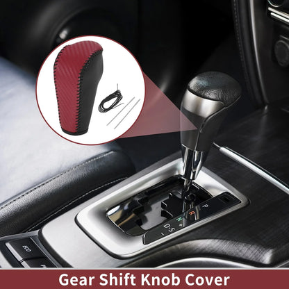 Gear Shift Knob Cover for BMW 3 Series E90 (2004–2012) Black Red Faux Leather