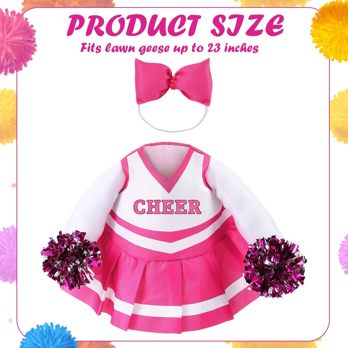 2X Cheerleader Goose Outfit for Porch Decoration (Rose Red)