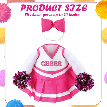 2X Cheerleader Goose Outfit for Porch Decoration (Rose Red)