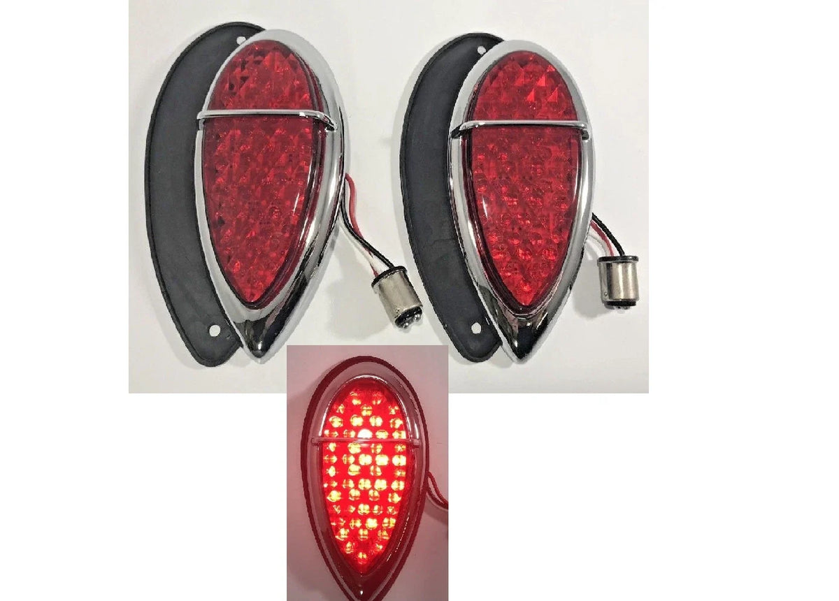 Tear Drop LED Tail Lights Pair with Gaskets for 1938–1939 Lincoln Zephyr