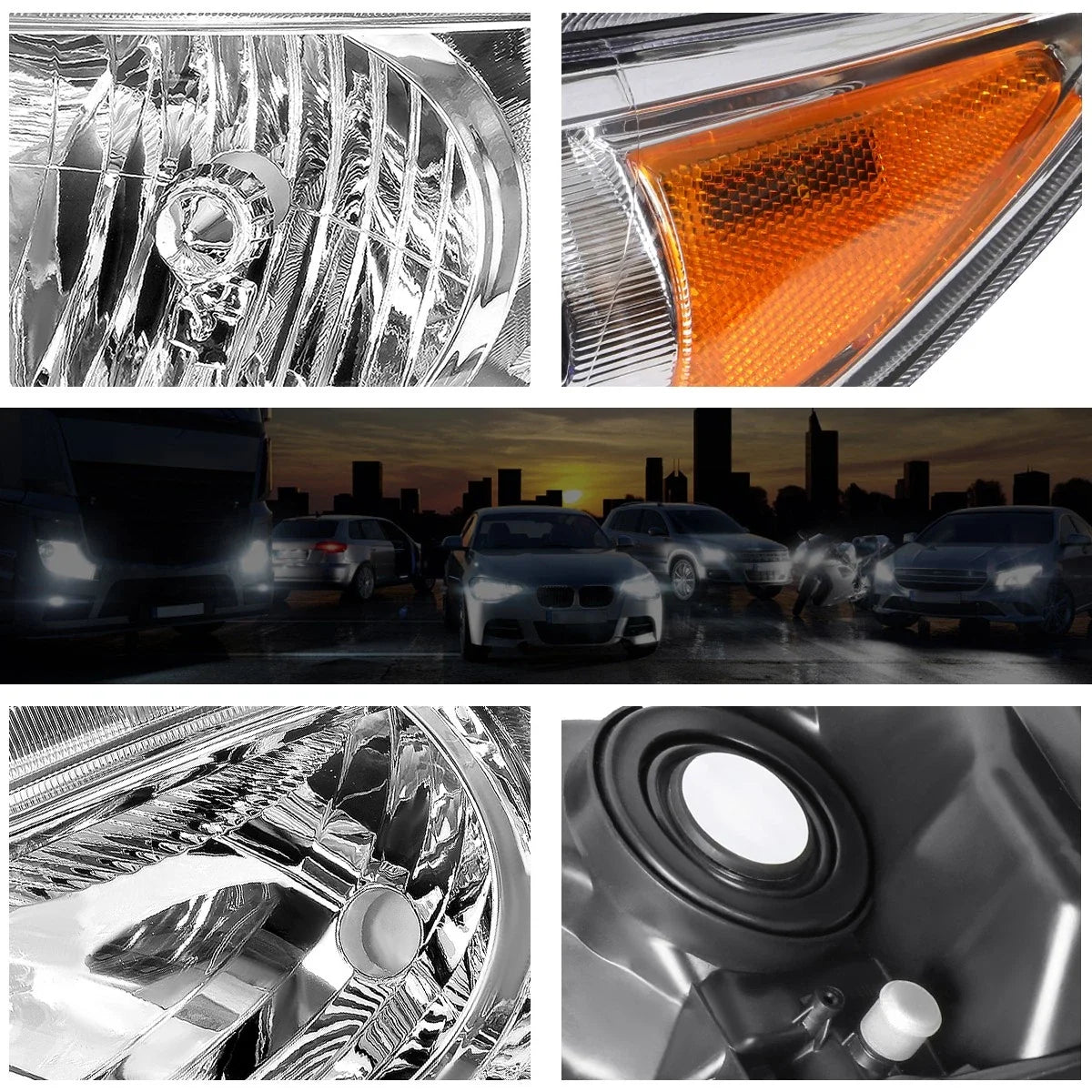 Set of 2 Chrome Housing Headlight Amber Side Corner Signal Lamps for Corolla (2009–2010)