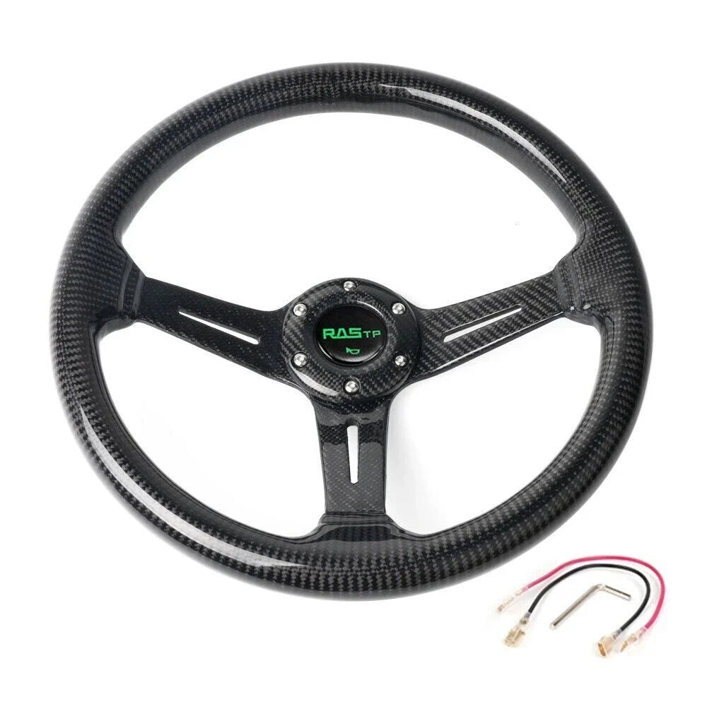 6 Bolt 14 Inch Carbon Fiber Racing Steering Wheel Deep Dish