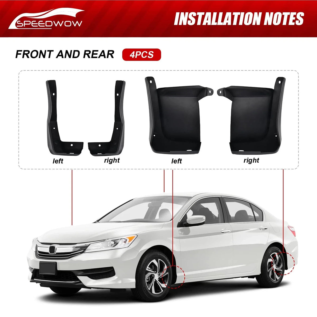 4x Mud Flaps and Splash Guards for Honda Accord (2016–2017)