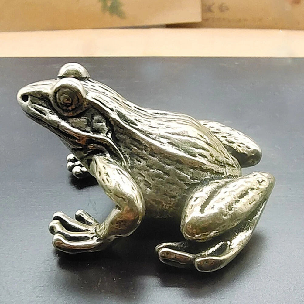 Brass Frog Figurine for Home Office Table Decoration