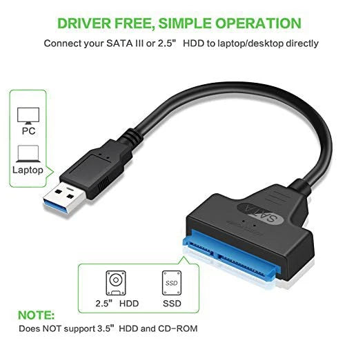 USB 3.0 to 2.5" SATA III Hard Drive Adapter Cable for